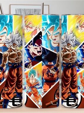 Anime Dragon Ball Z Stainless Tumbler - Multicolor Saiyan Design